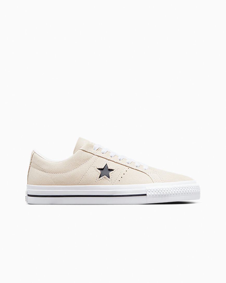 Zapatillas Skate Converse CONS One Star Pro Suede Hombre Beige Blancas Negras | PE 47W25P